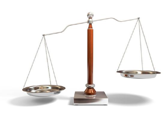 Two pan balance implying  weighing options
