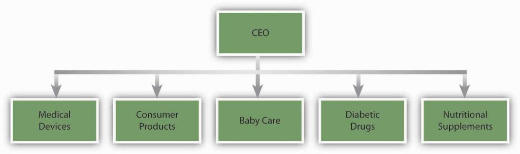 Estructura de dos niveles de CEO a 5 departamentos