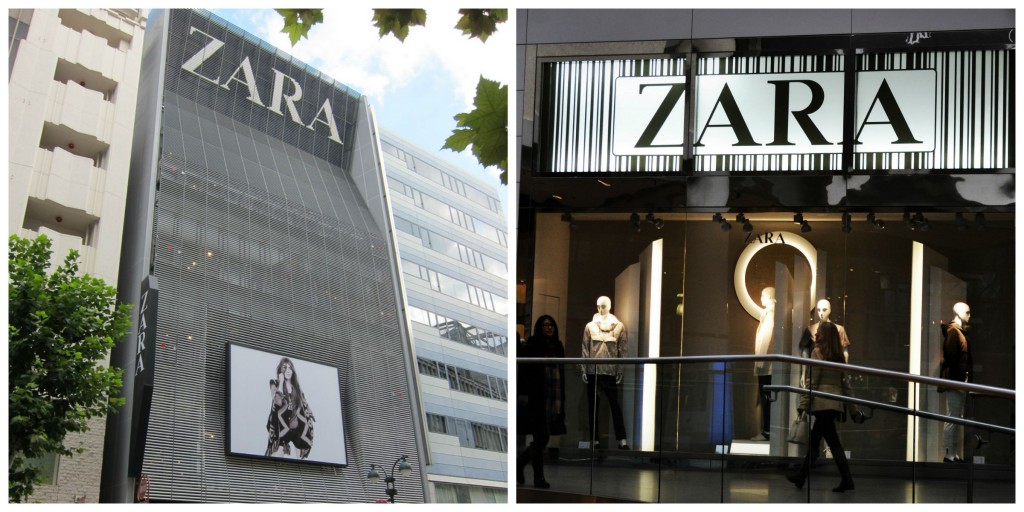 Zara stores in Tokyo and Canada