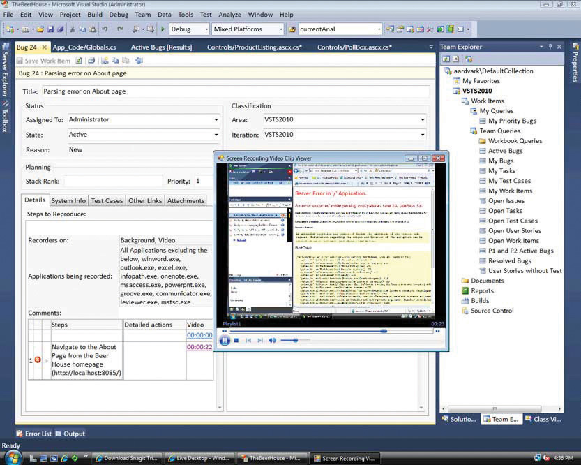 Screen shot of Microsoft's Visual Studio IDE