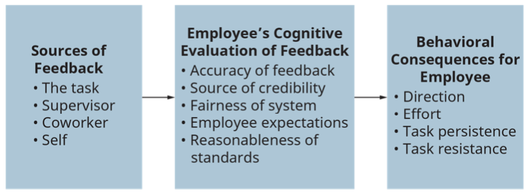 Figure 5 Effects of Feedback on Job Performance (Attribution: Copyright Rice University, OpenStax, under CC BY-NC-SA 4.0 license)