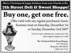 a coupon for a buy one, get one free deal