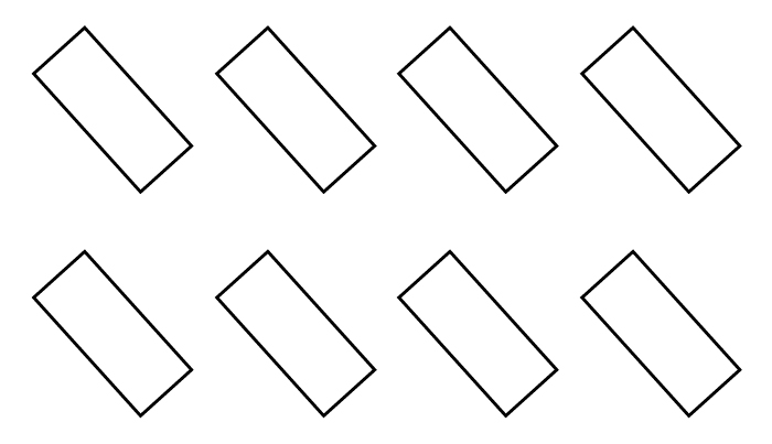 Diagonal layout: floorplan with shelves in diagonal rows