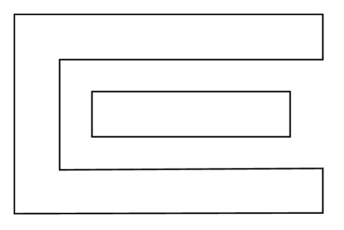 Racetrack layout: floor plan with shelves in a loop layout