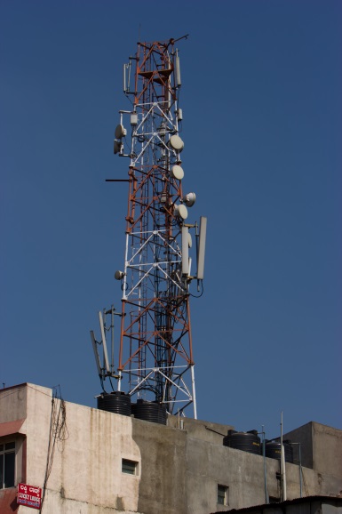 Roof top mobile phone tower in Bangalore, India