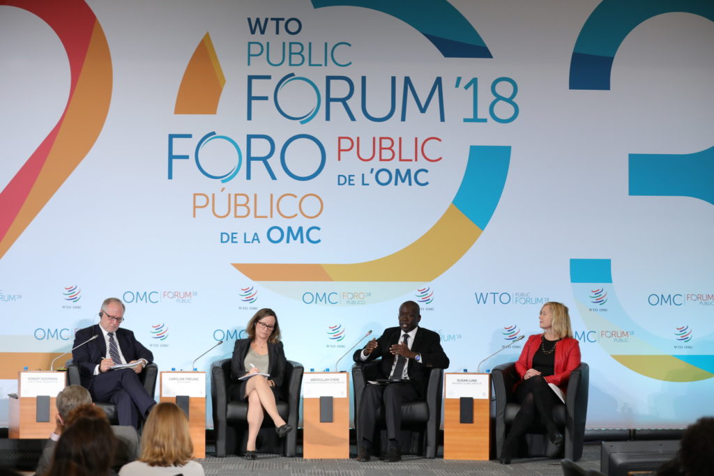 speakers and participants at the 2018 WTO public forum