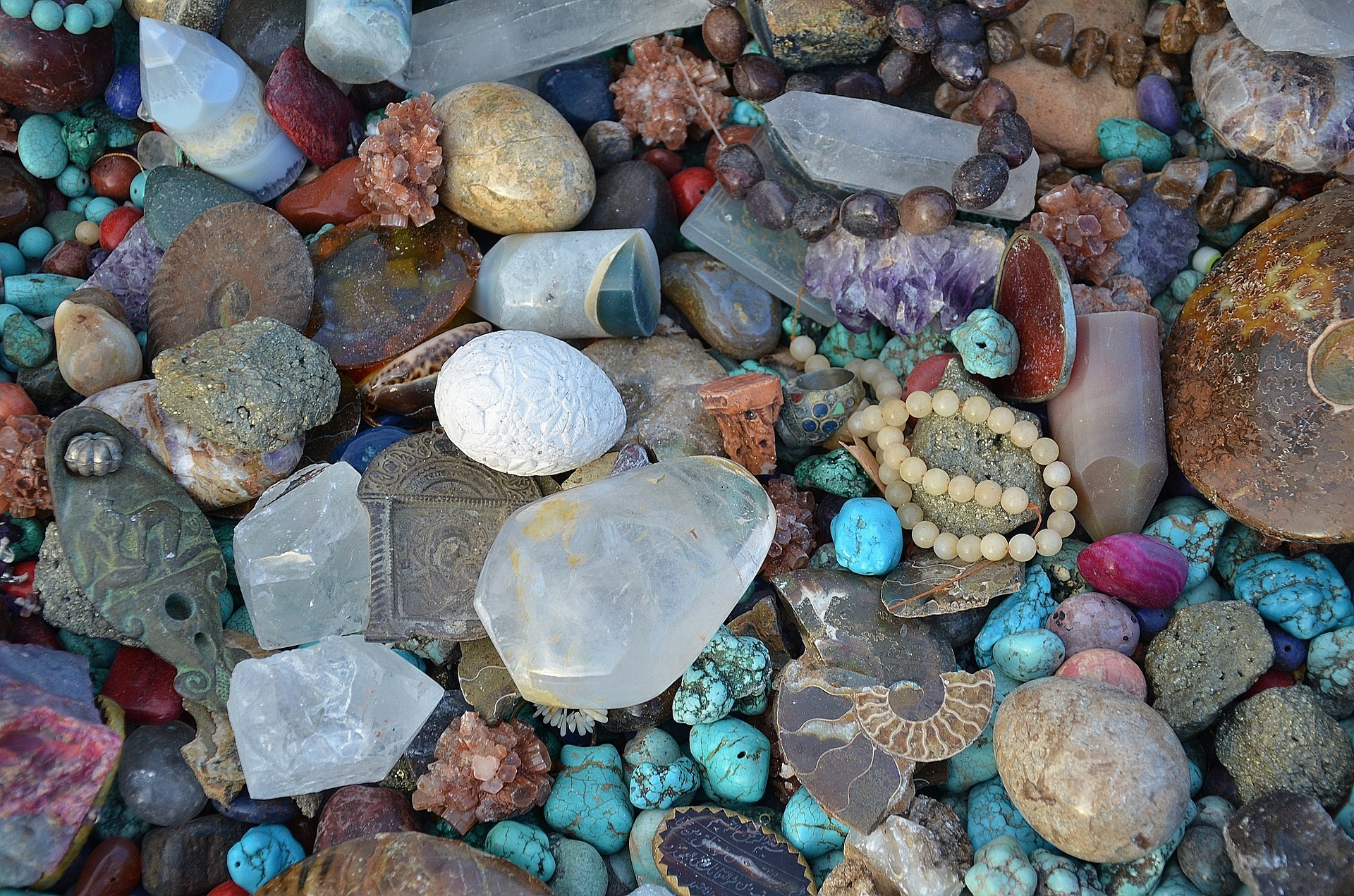 a pile of multi-colored stones