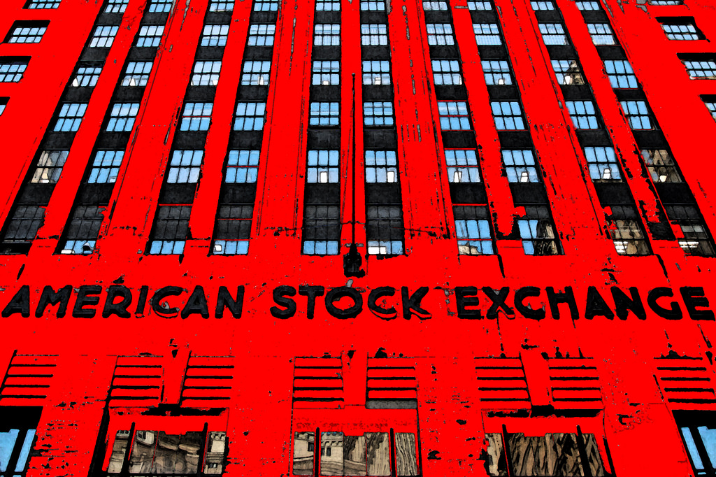 A building with the words American Stock Exchange on its front