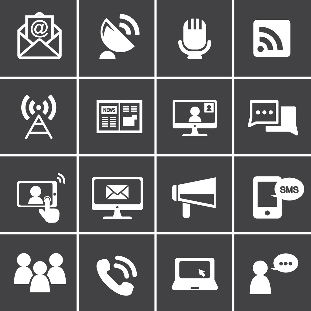 A series of icons representing social media