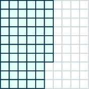 The figure shows a hundred flat with 57 units shaded.