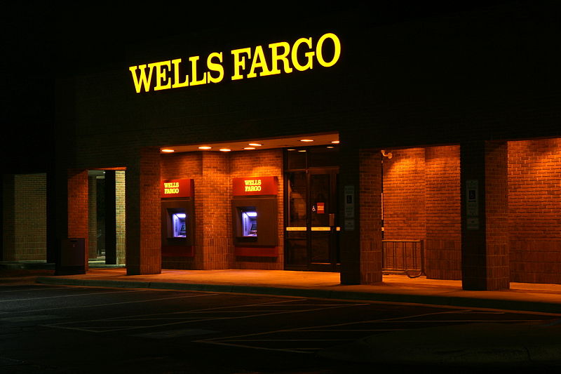 A picture of the outside of a Wells Fargo bank.
