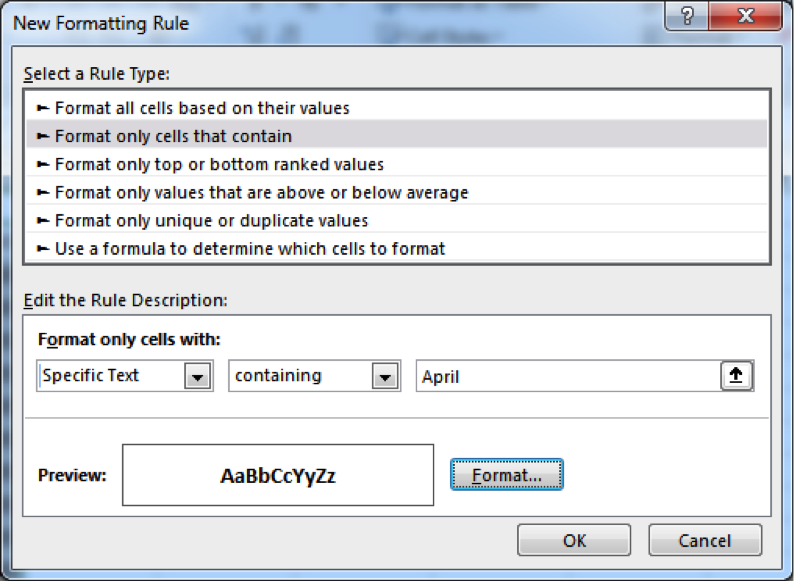 A new formatting dialog box has been opened.