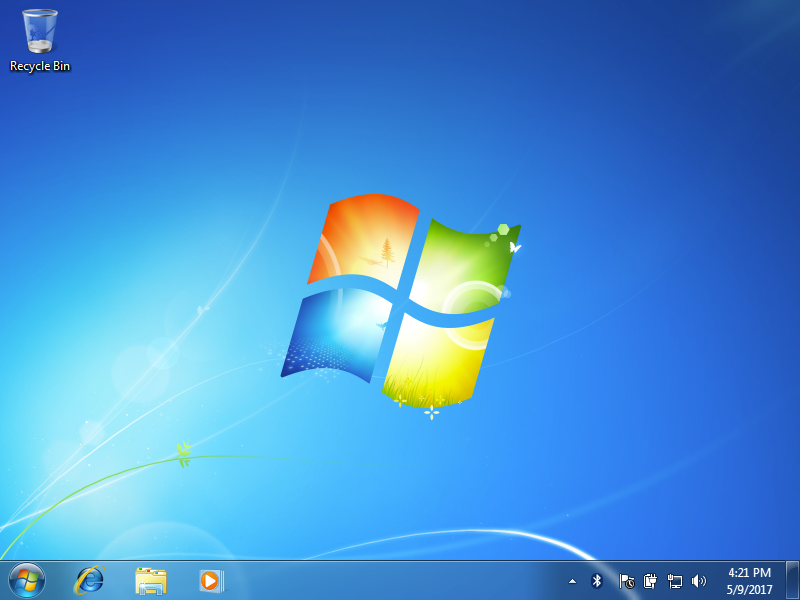 A blank Windows 7 desktop.