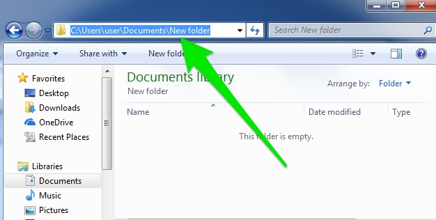 In the documents library there is an option to highlight the entire file path which you can then copy and paste elsewhere.