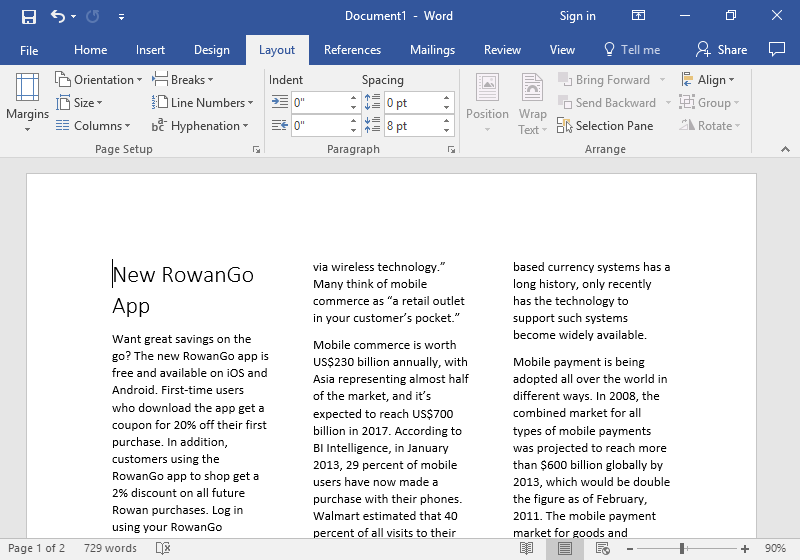 A Microsoft Word document is open with text on it.