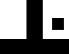 An upside down T shaped figure with a black square on the right side, representing decimal tab.