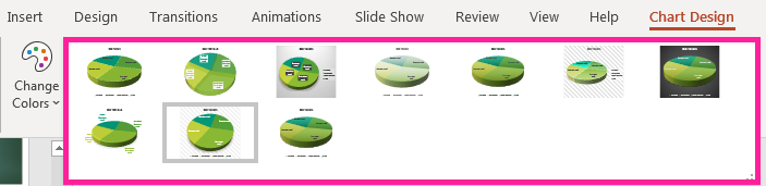 PowerPoint presentation screenshot of chart styles menu options.