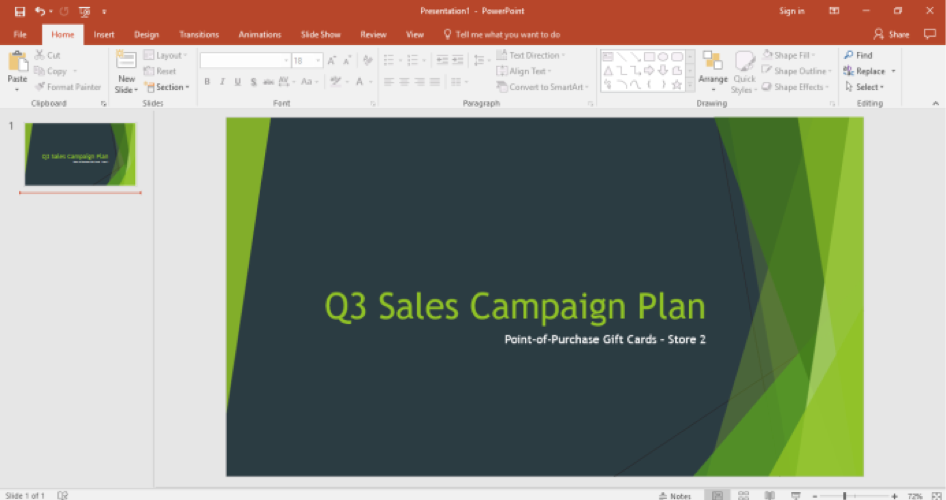 A Microsoft Powerpoint is open for a sales campaign.