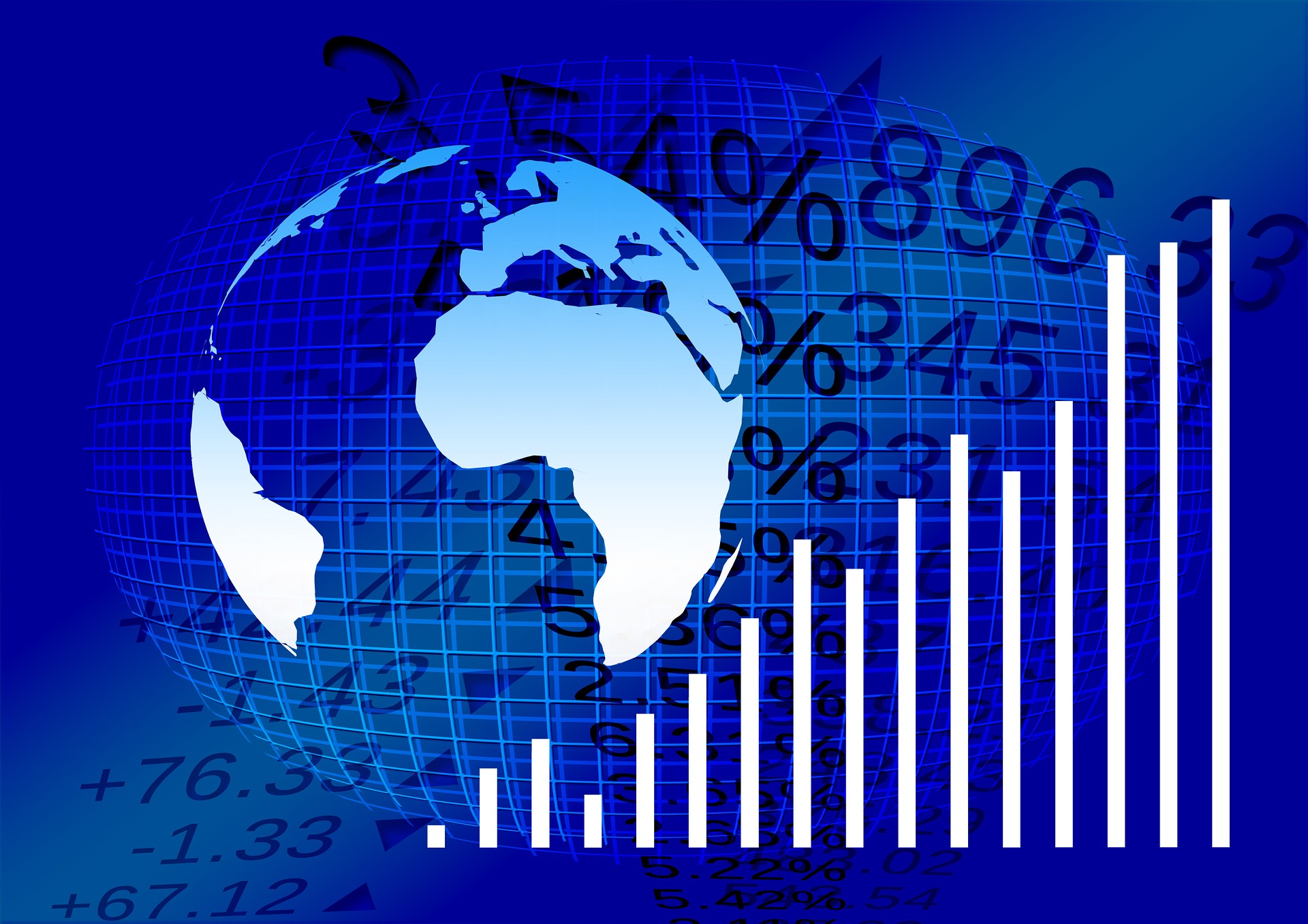 Stock photo of the globe and lines representing the stock market prices
