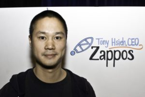 Picture of Tony Hsieh, CEO of Zappos with text identifying him as same