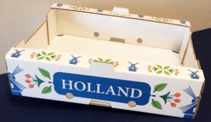 A box decorated with flowers and windmills.