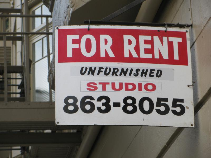 For rent sign: unfurnished studio 863-8055.