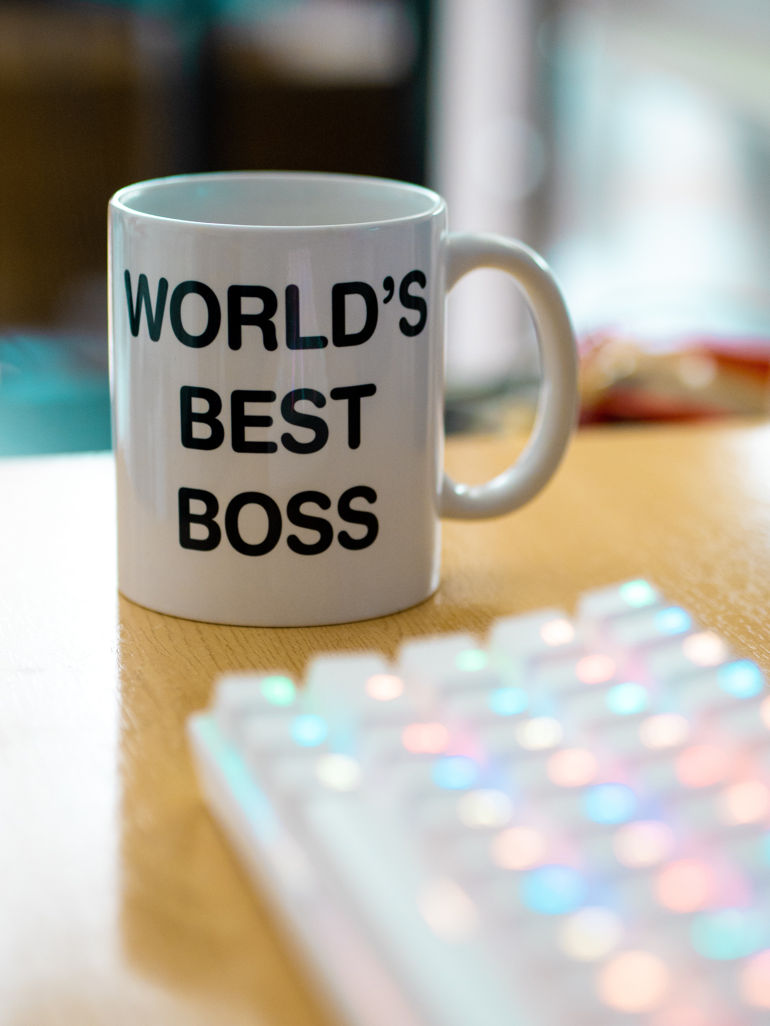 A mug with the words "world's best boss" on it.