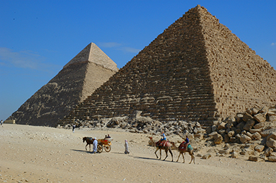 Photo of two of the pyramids in Egypt