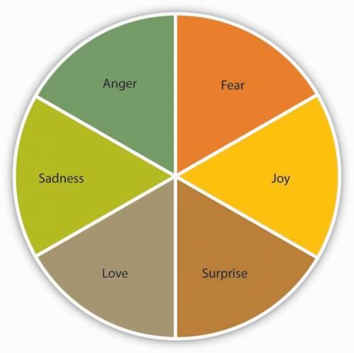six emotions affected by events at work: love, sadness, anger, fear, joy, and surprise 