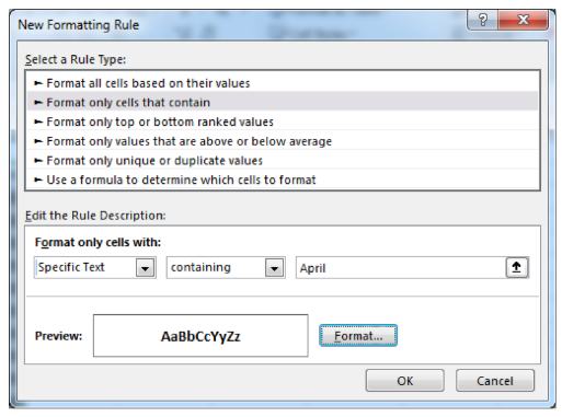 A new formatting dialog box has been opened.