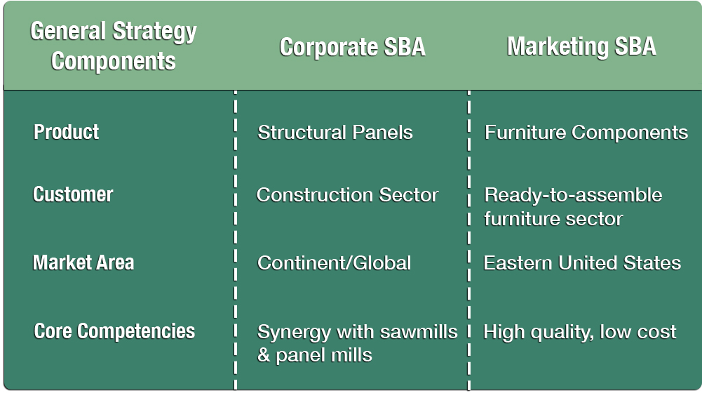 Illustration of Differences Between Corporate and Marketing Strategies