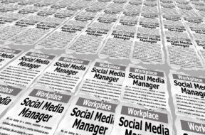 Periódico quiere un gráfico estilo anuncio llamando a un administrador de redes sociales.