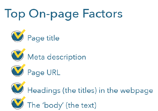 Image of Top On-Page Factors.