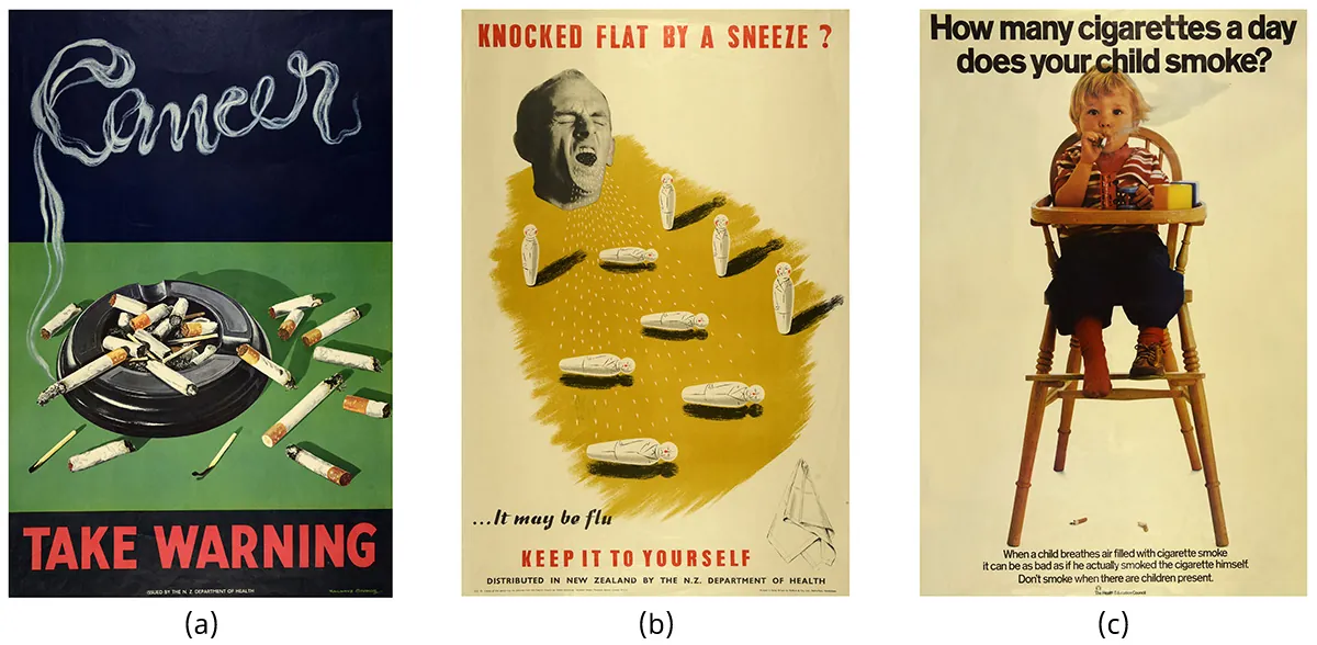 Image of three posters are part of a fear appeal campaign.