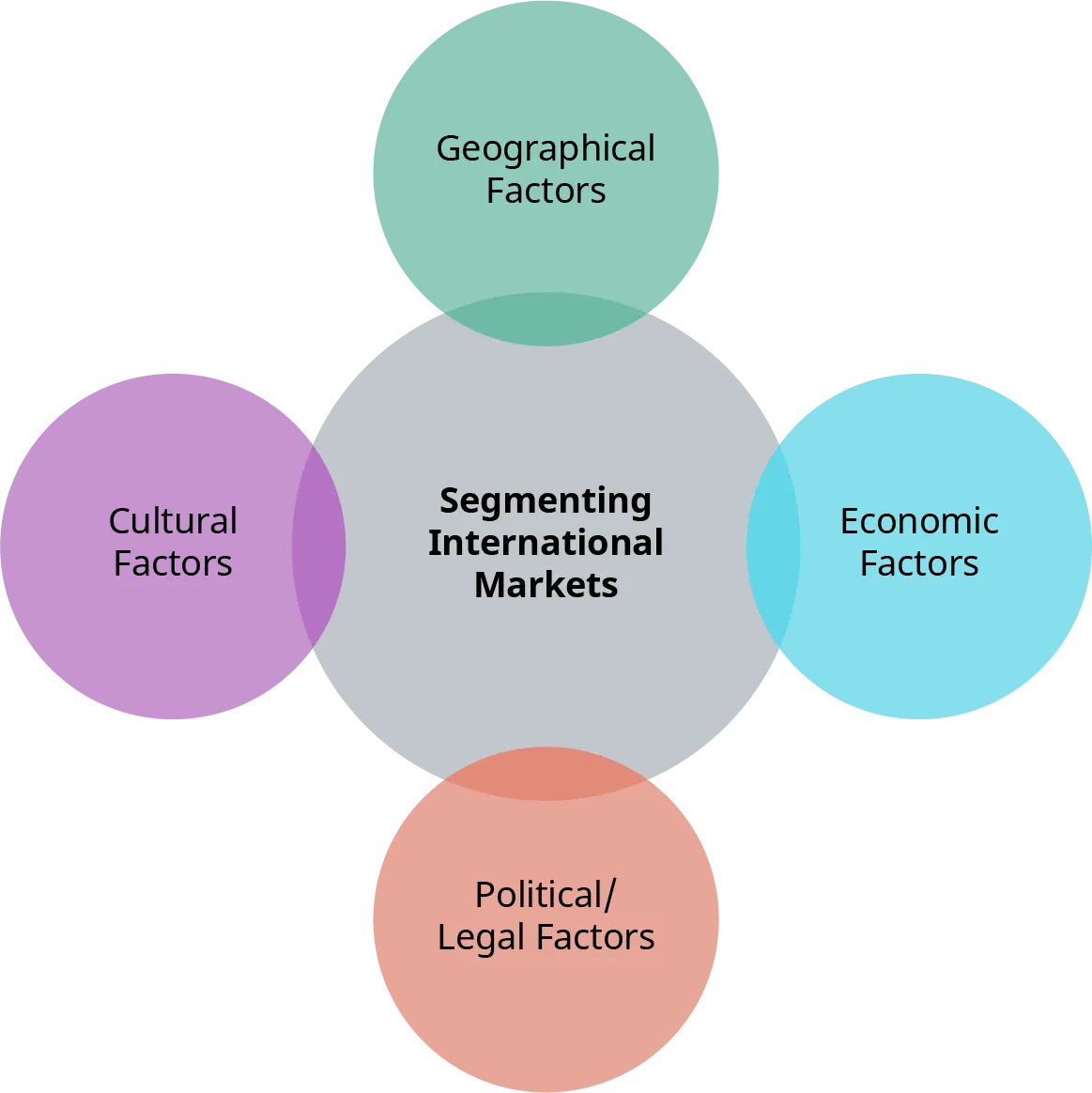 Image of four methods of segmenting international markets.