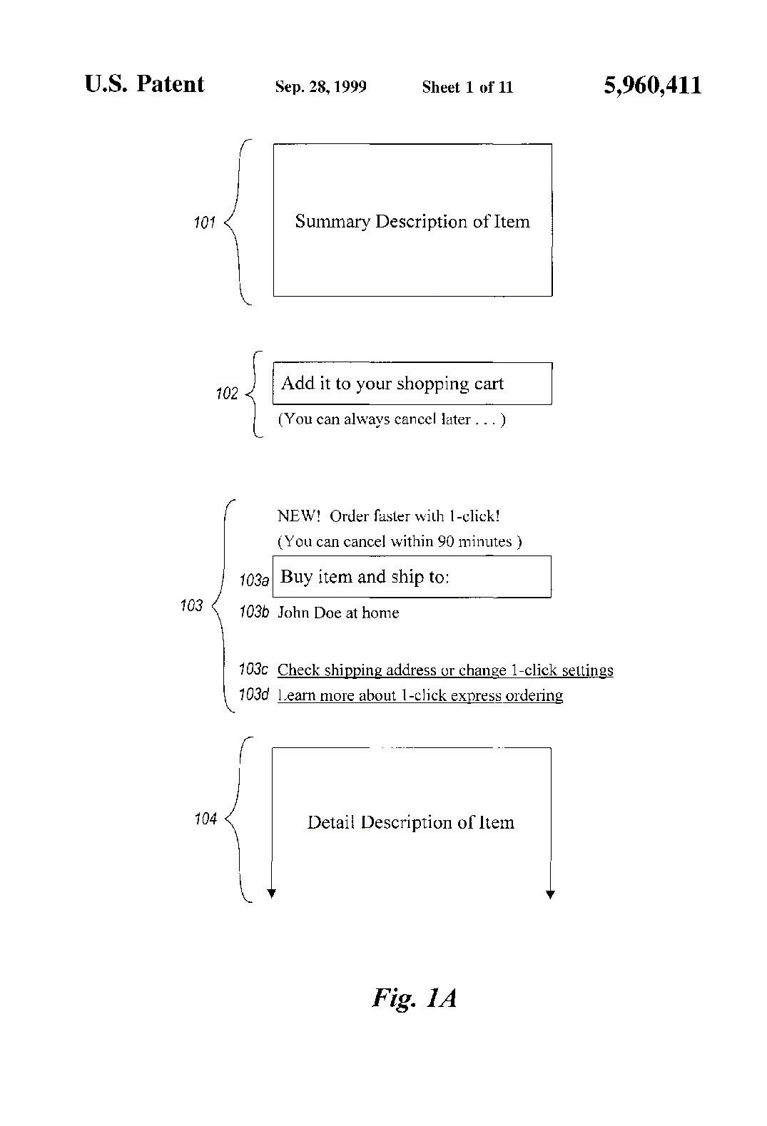 U.S. Patent for One-Click Web Ordering, explaining that you can add to your shopping cart.