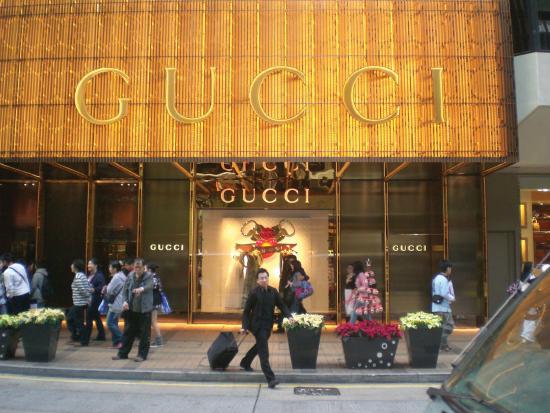 Outside of Gucci store.