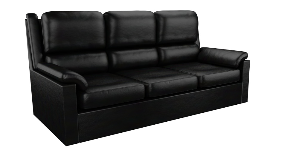 A black leather sofa