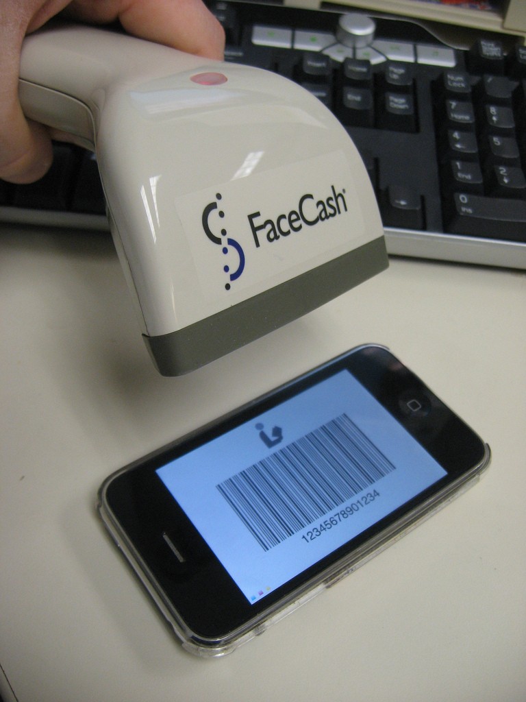 A stock-keeping unit and its respective barcode being scanned