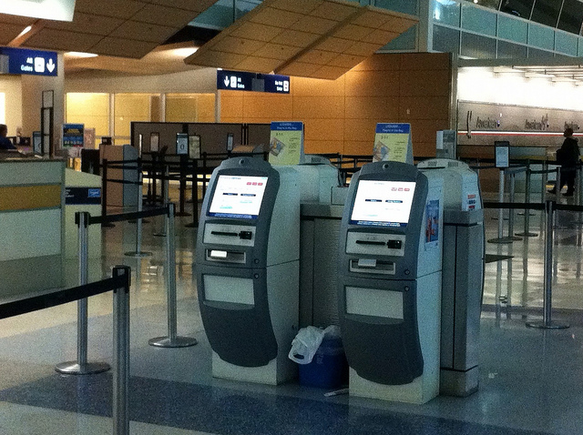 Check in kiosks at an airport
