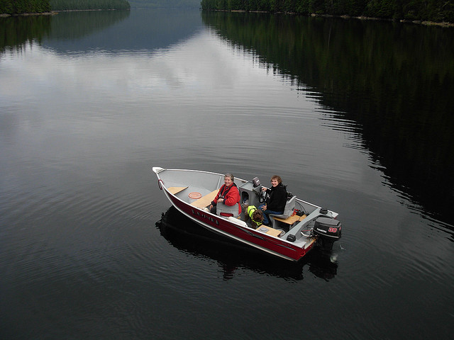 Two people boating