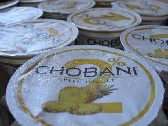 Photo of Chobani-brand Greek yogurt containers