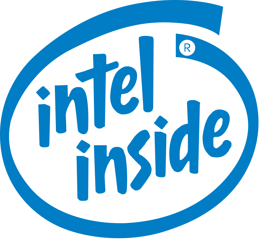 The words intel inside enclosed in a stylized circle