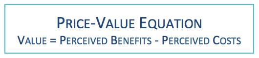 Ecuación Precio-Valor: Valor equivale a Beneficios Percibidos menos Costos Percibidos